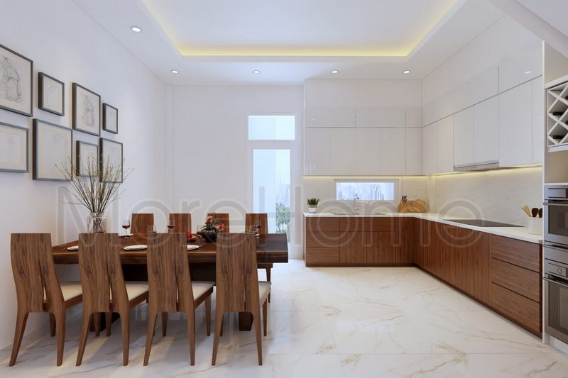 Chúng tôi thiết kế nội thất gỗ hiện đại cho các căn hộ chung cư, biệt thự, bao gồm phòng ăn liền bếp.